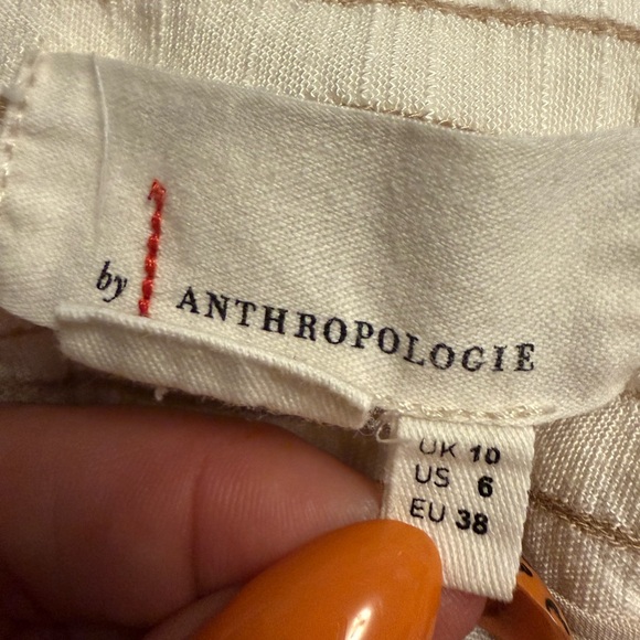 Anthropologie | Buttoned
Wide Leg Pants Neutral Stiped
Linen Blend - Picture 6 of 8